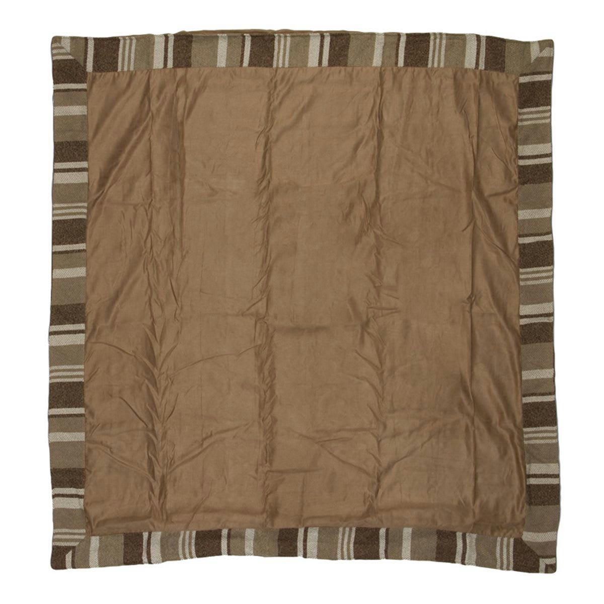 KANSAS - Plaid en suédine à rayures beige 150x150