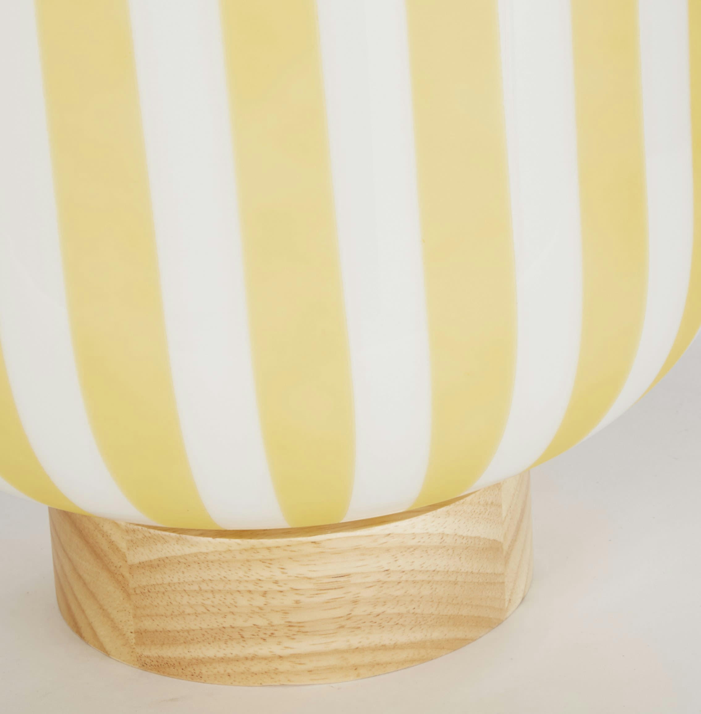 BERLINGOT - Lampe en bois d'hévéa et verre jaune et blanc
