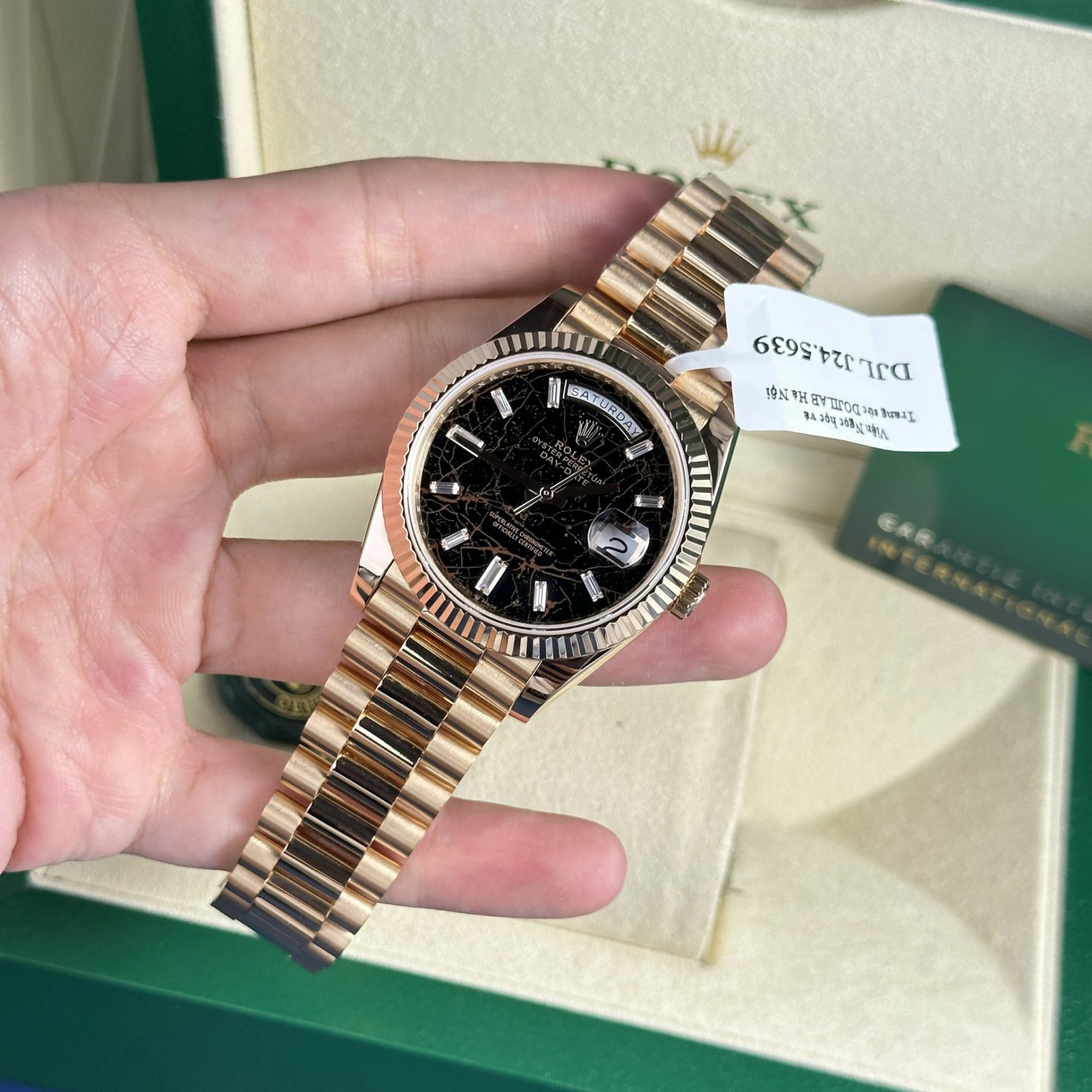 Rolex Day-Date 228235 RG Plated Eisenkiesel Dial CZ Diamonds 40mm Super Clone