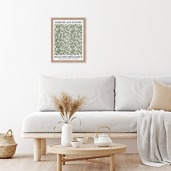 Affiche Marché aux fleurs vert et blanc Dada Art l.30 x H.40 cm