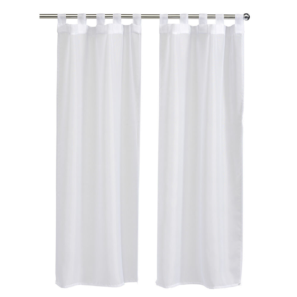 Vitrage passe tringle x2 blanc uni 60x120cm