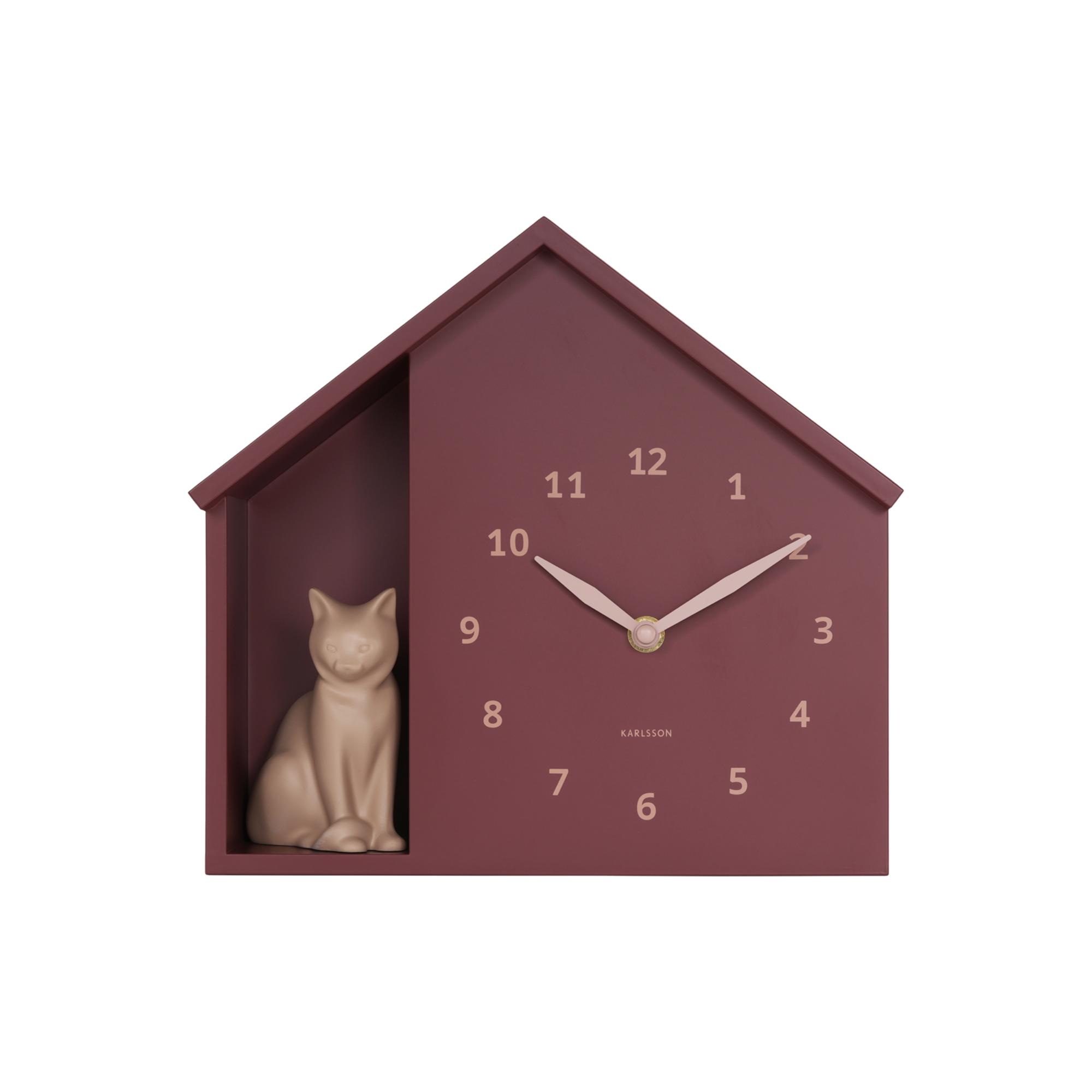 Karlsson wandklok Sitting Cat - rood - Ø24.9cm