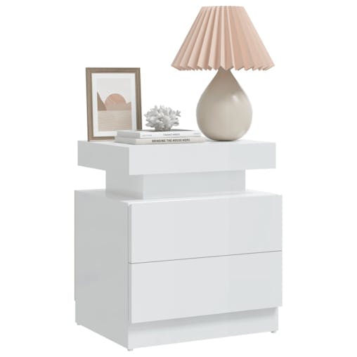 NNEVL Bedside Cabinet High Gloss White 45x35x52 cm Chipboard
