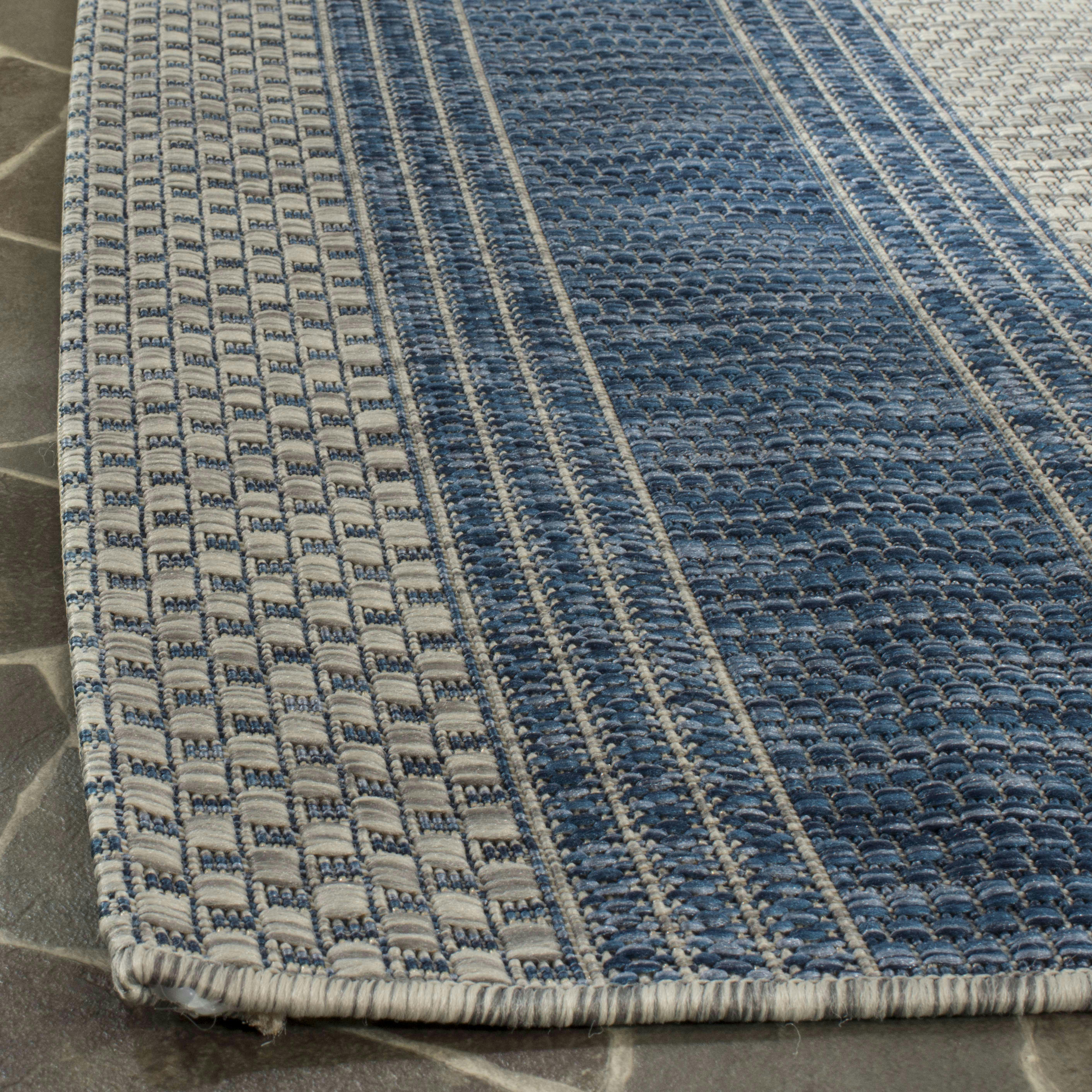 COURTYARD - Tapis interieur & exterieur en gris & bleu marine, 201 x 290 cm
