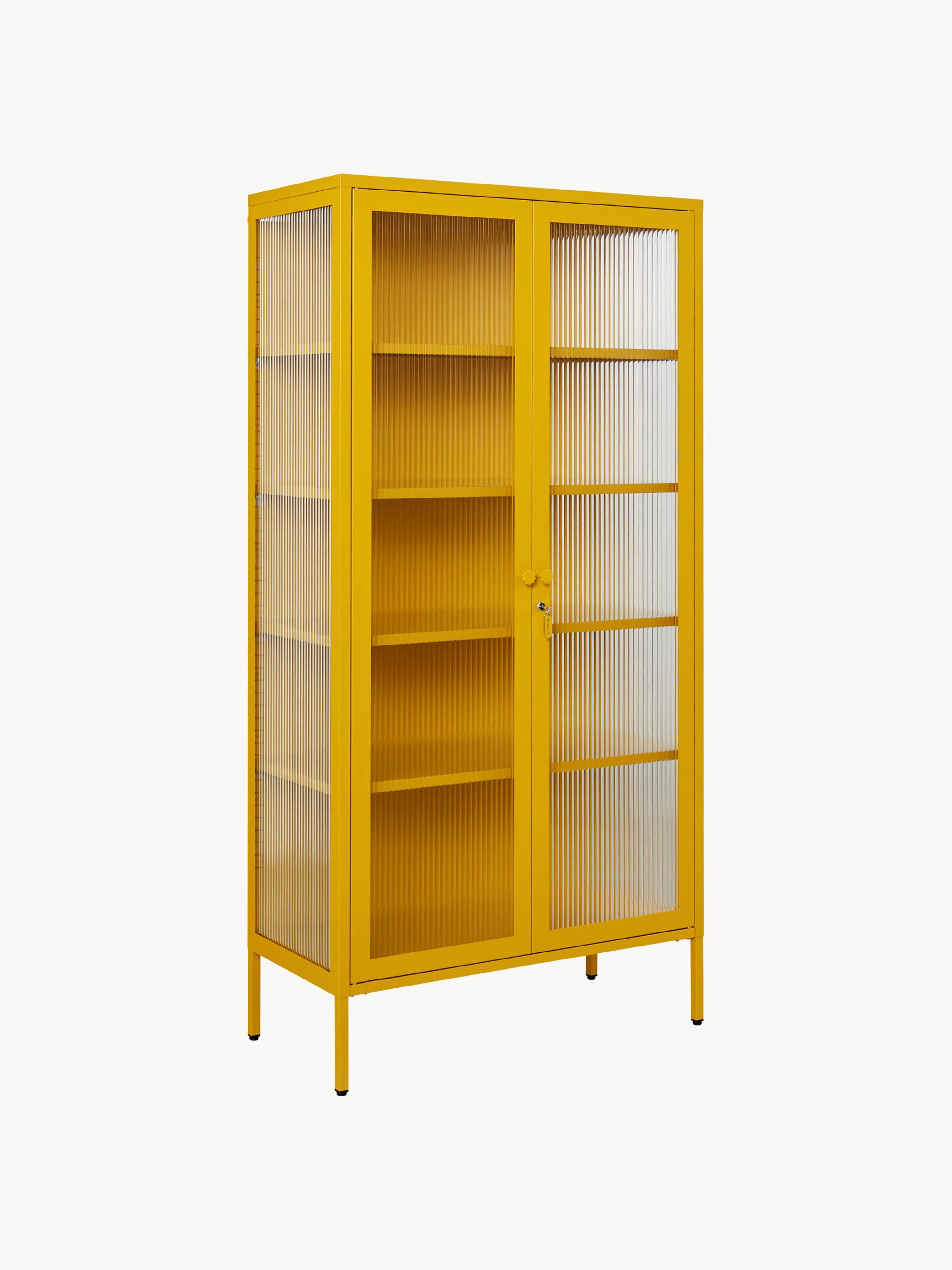 Metall-Vitrine The Collector mit geriffeltem Glas