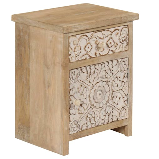 NNEVL Bedside Table Solid Mango Wood 40x30x50 cm