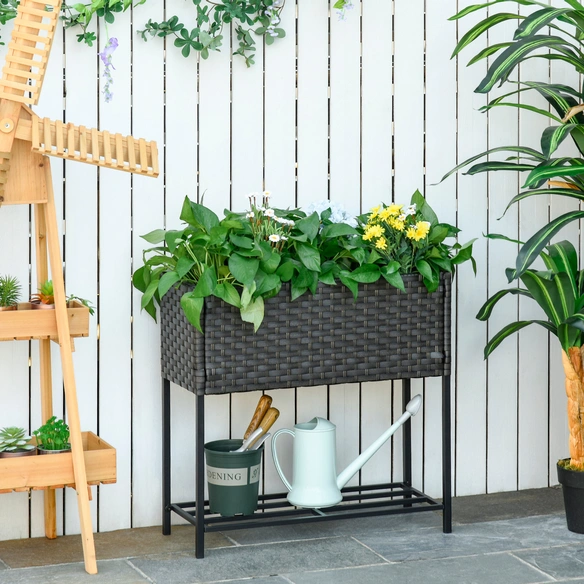 Hochbeet, BxHxL: 30 x 72 x 70 cm, polyrattan/Stahl