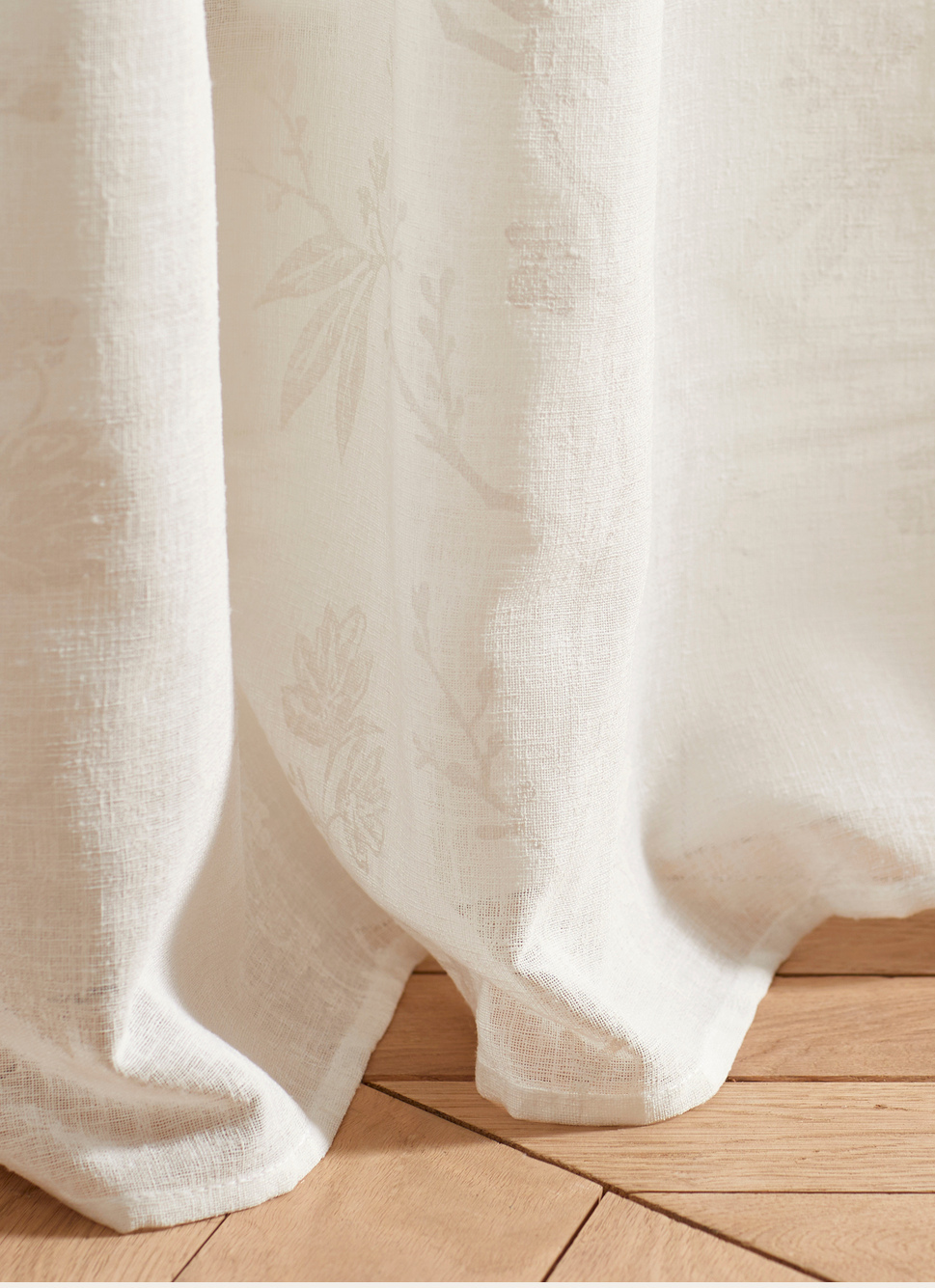 VOILAGE IMPRIMÉ FLORAL ÉCRU