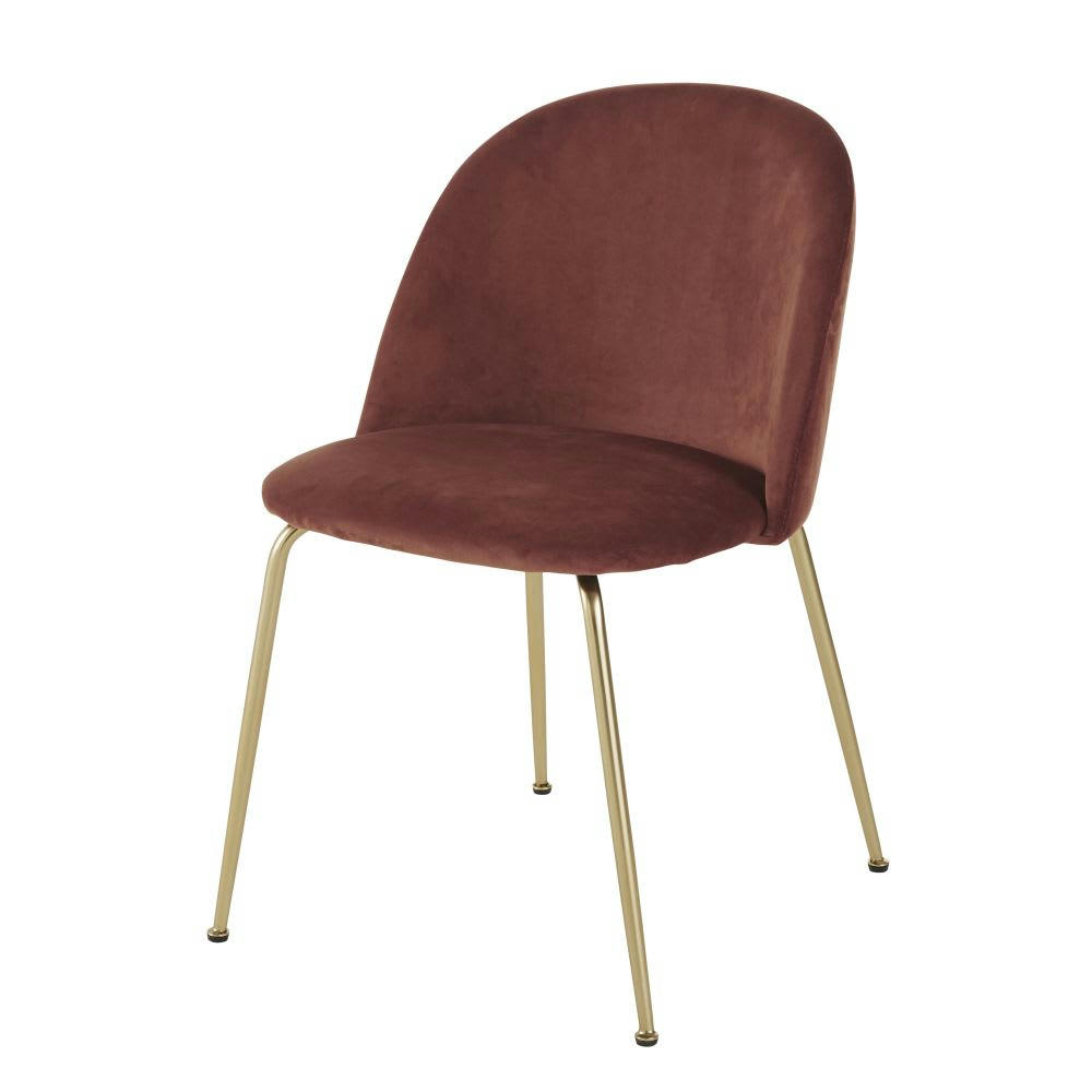 Ginette - Chaise en velours terracotta
