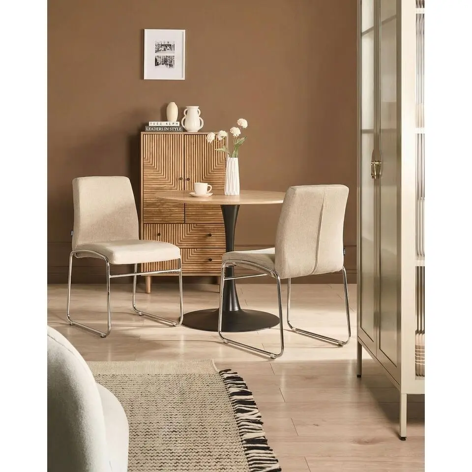 LECCO - Eetkamerstoel set van 2 - Beige - Stof