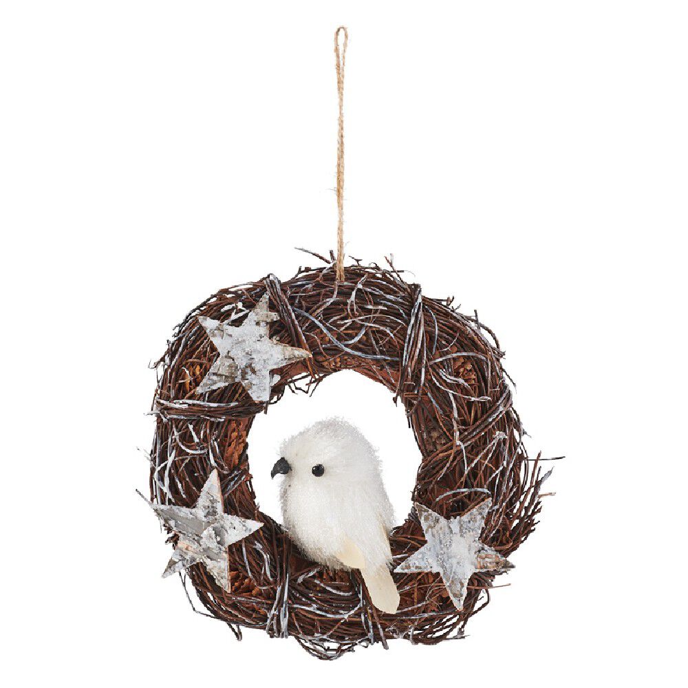 Couronne de No&euml;l étoiles et oiseau