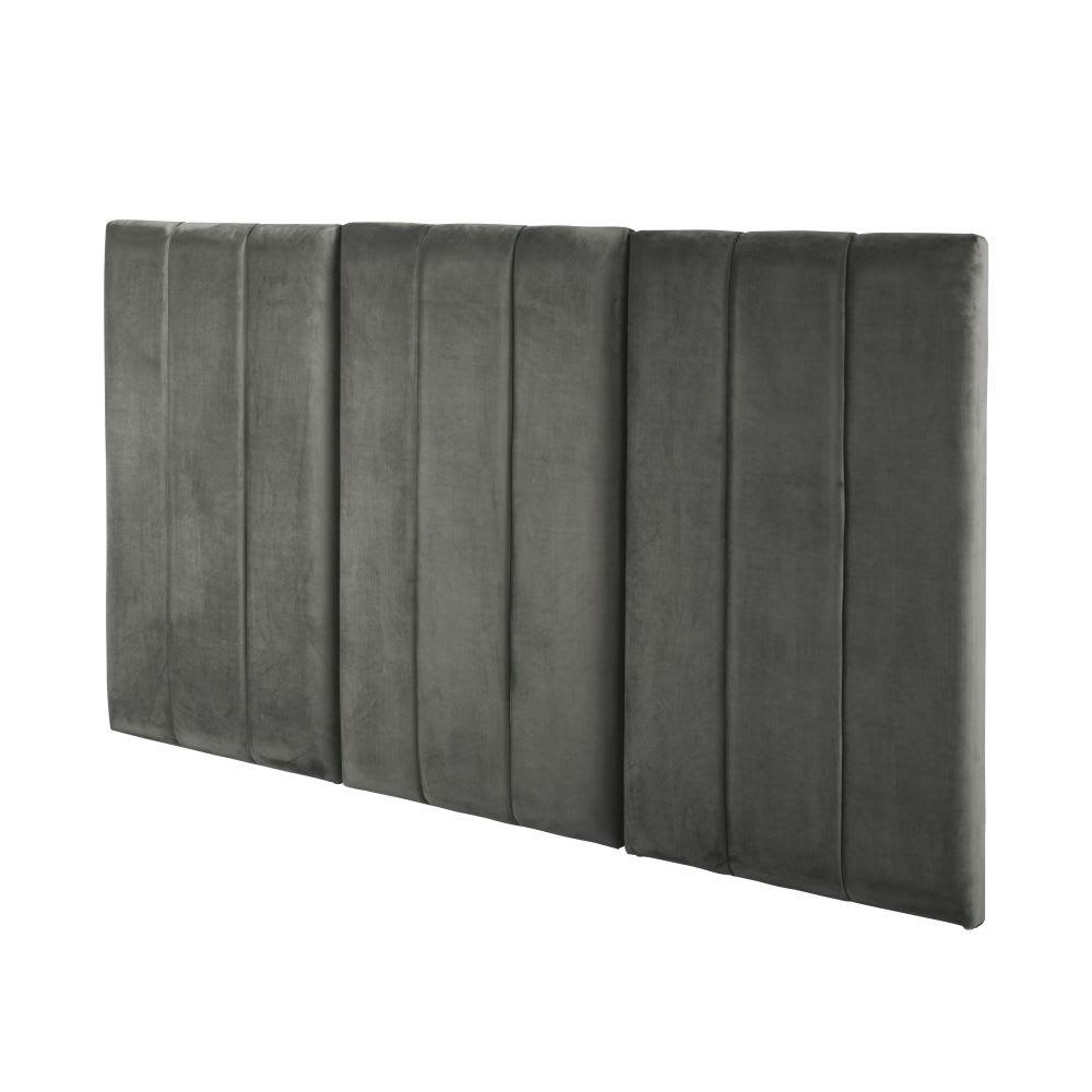 Hackney Business - Tête de lit modulable professionnelle en velours gris anthracite 70x119