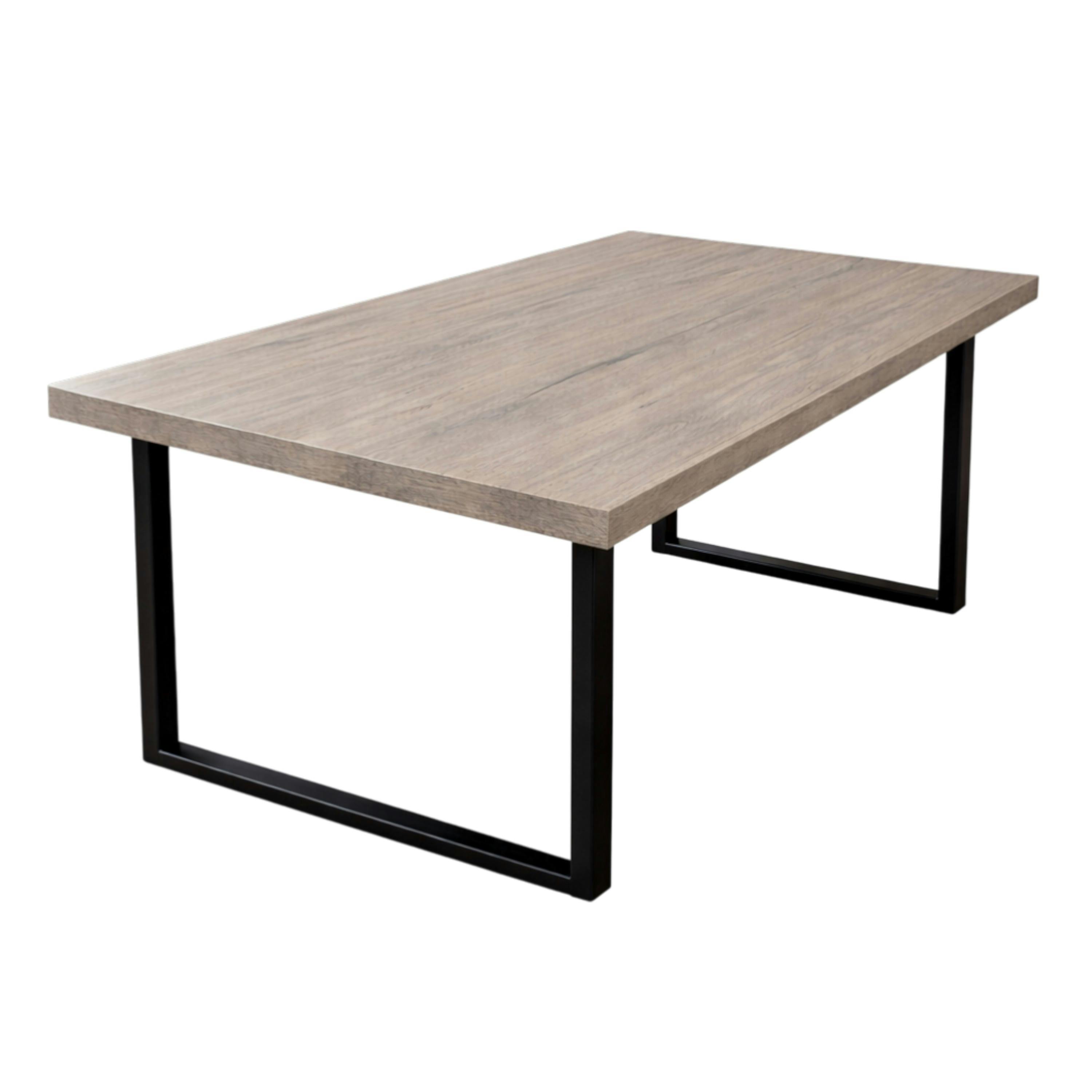 Table extensible bois de chêne grisé pieds en U 180 cm PALERME