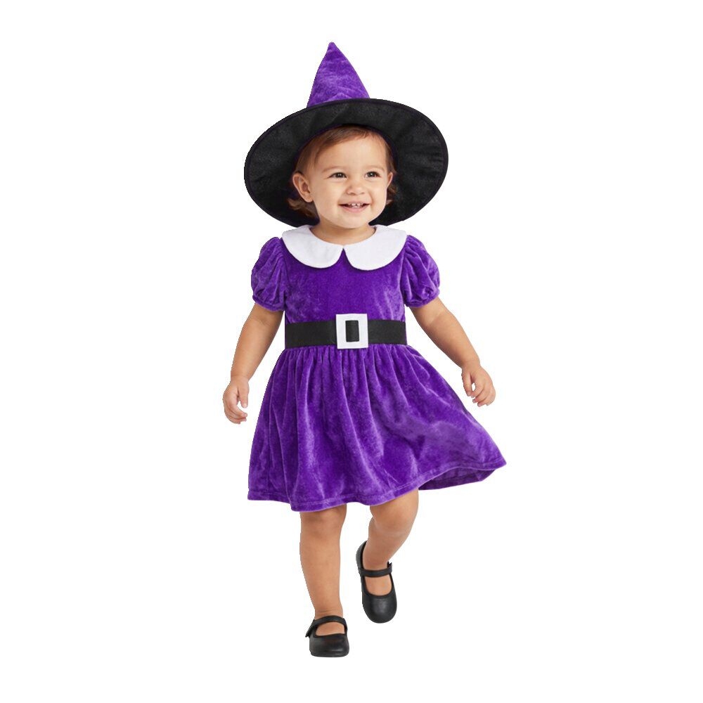 Déguisement bébé fille sorcière robe et chapeau polyester violet 18/24mois