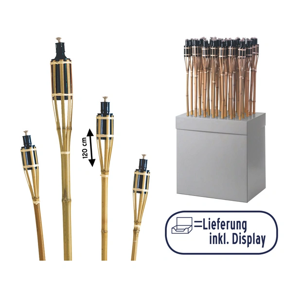 Gartenfackel, Bambus, H: 120 cm, naturfarben