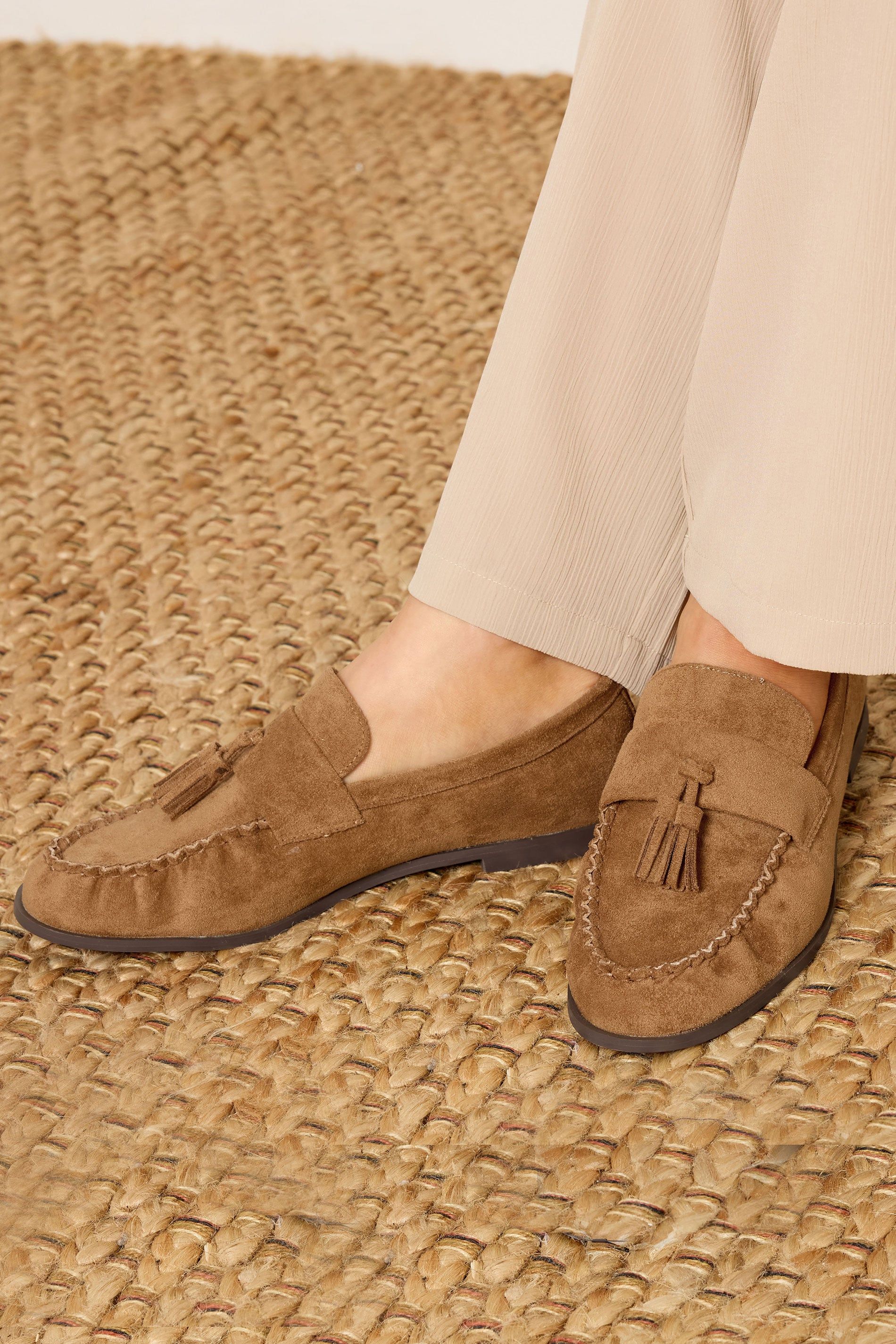 Long Tall Sally Faux Suede Tassel Loafers In Standard Fit