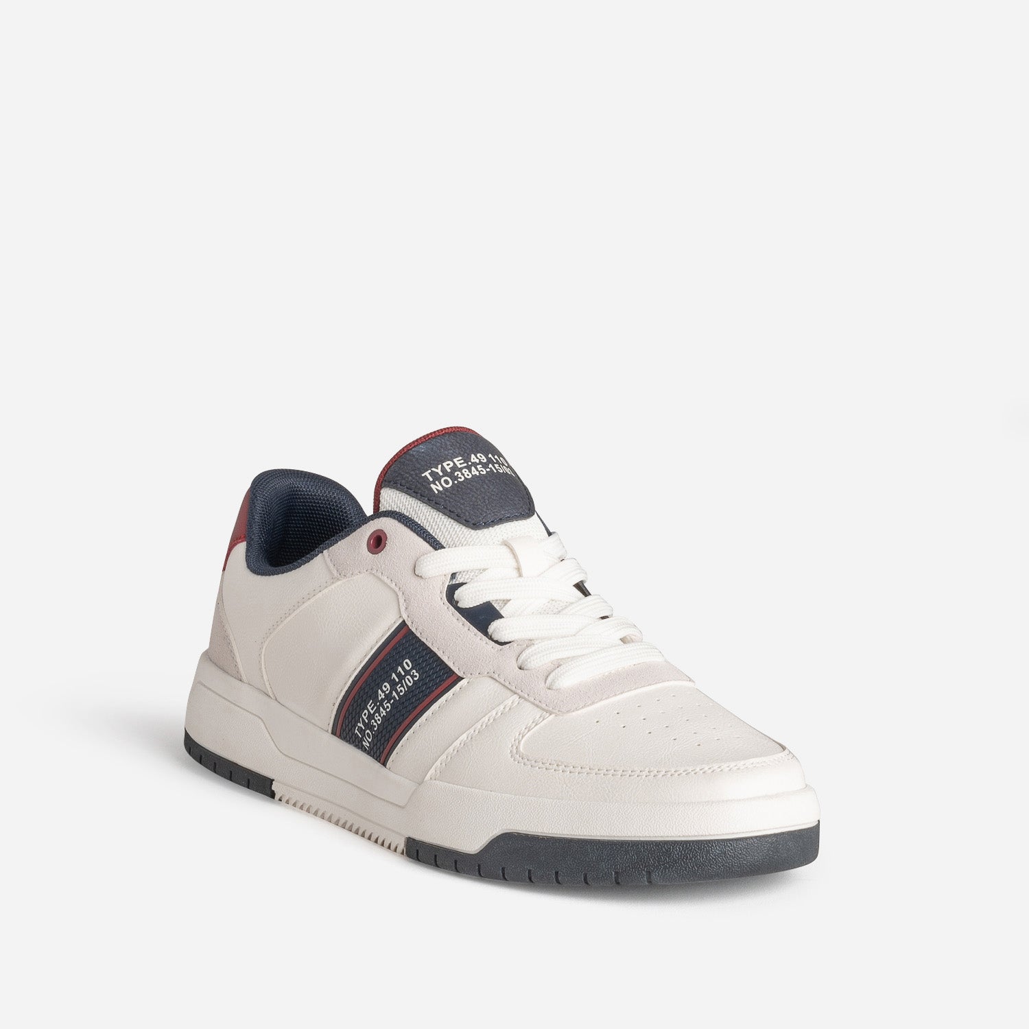 Tennis blanche, marine, bordeaux