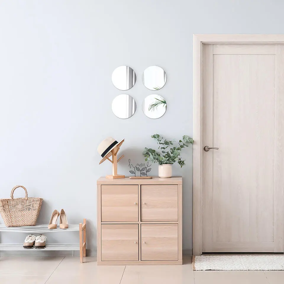 Tendance Plak spiegels - 4x - glas - zelfklevend - 20 cm - rond