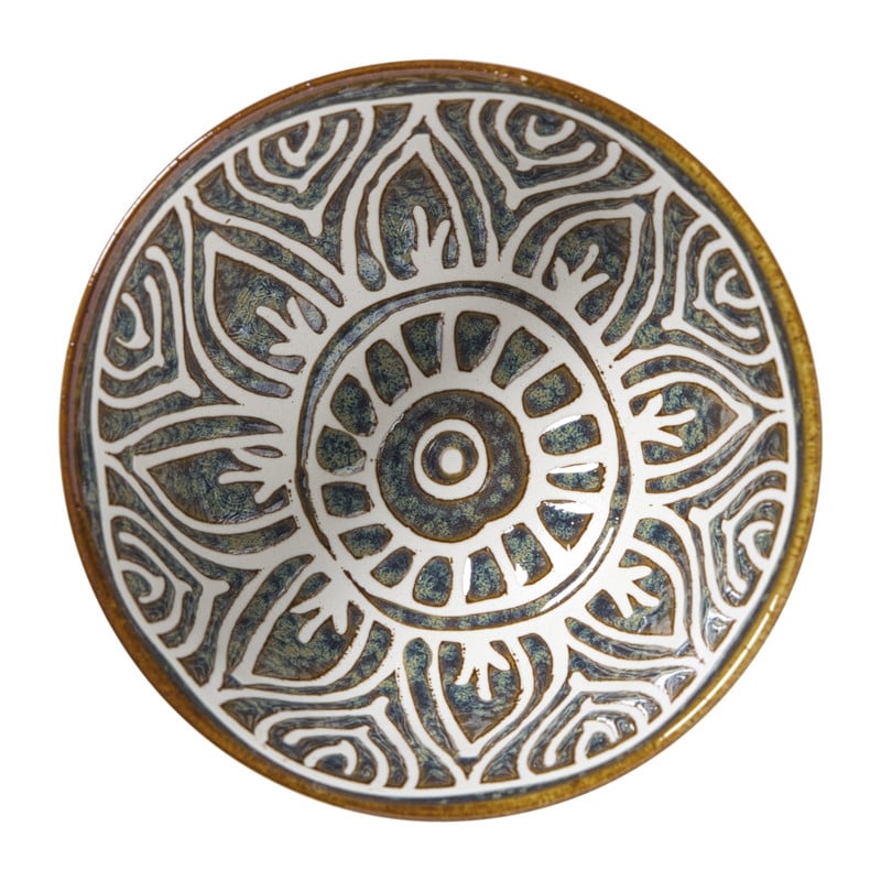 Schaaltje Nori rond - blauw/bruin - &Oslash;10.5x5.8 cm