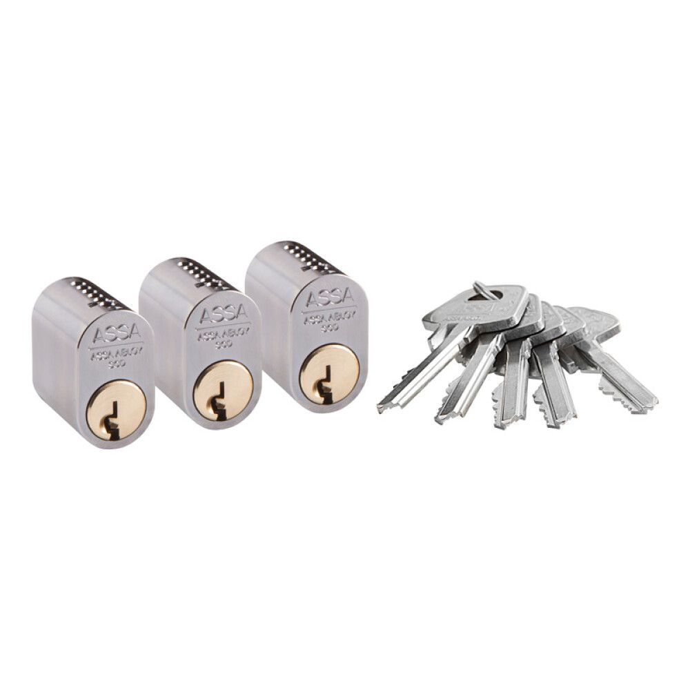 SYLINDER ASSA ABLOY BASIC 1301 3 STK 5 NØKLER INGEN KOPIERING
