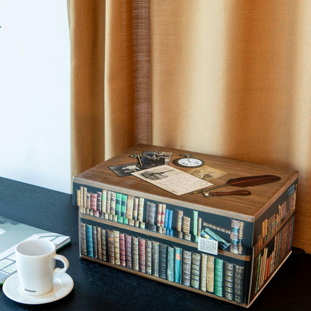 BOOKS - Lot de 2 boites de rangement carton multicolore 33x24x17cm