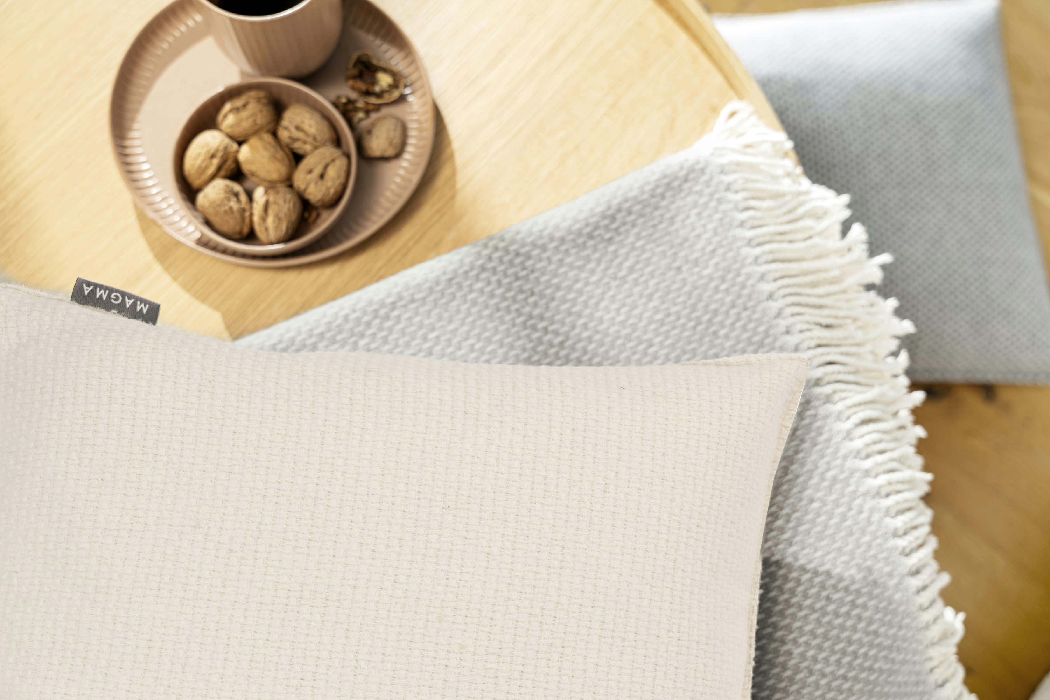 JANIS - Housse de coussin coton recyclé, bord cousu, ivoire - Lot de 2 -45x45