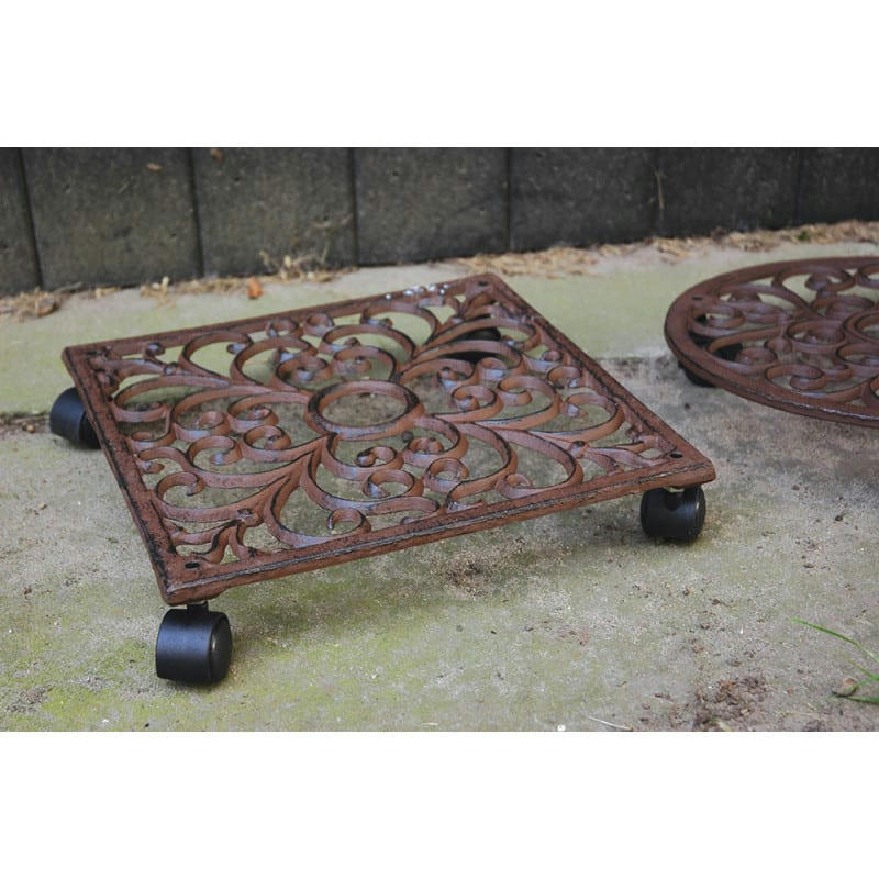 - Chariot de plantes carré en fonte