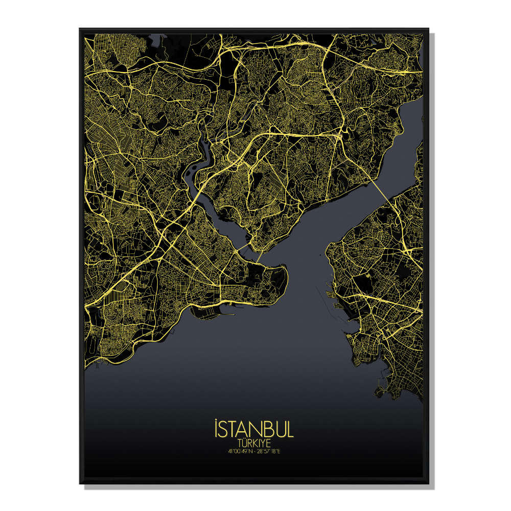 - Affiche Istanbul Carte Nuit 40x50