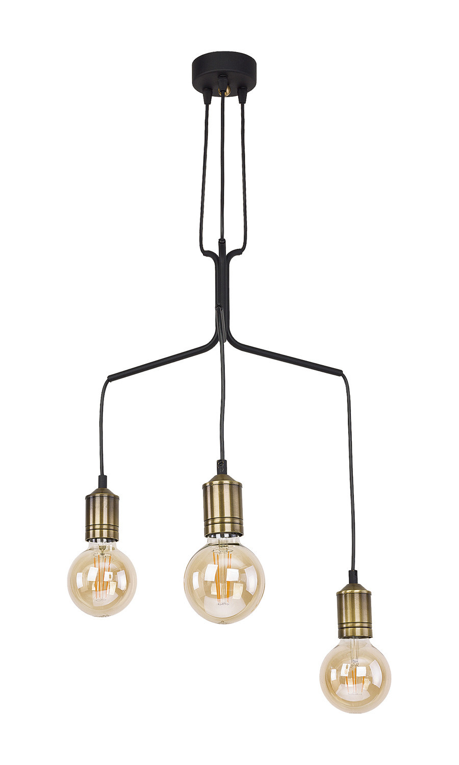 Lampa sufitowa BORNEOczarna-mosiądz 3xE27x15W IP20 Jupiter