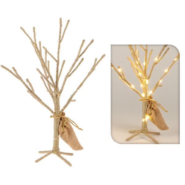 Drzewko świąteczne złote 30 led 40 cm dekoracyjne