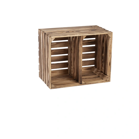 Holzkiste, BxHxL: 40 x 30 x 50 cm, braun-geflammt