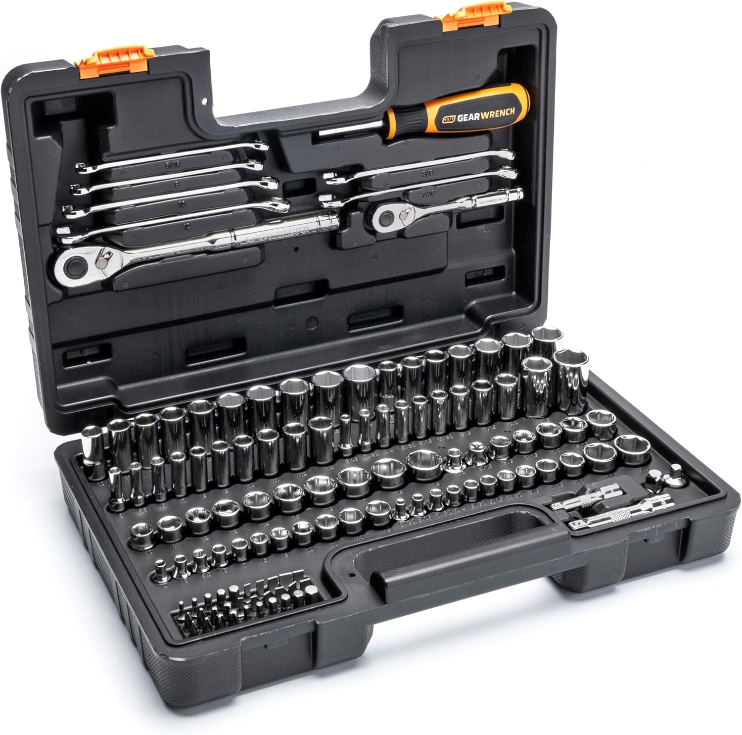 GEARWRENCH 121 Piece 1/4” & 3/8” Drive 72-Tooth SAE/Metric Mechanics Hand Tool Set | GW72SCBMTS