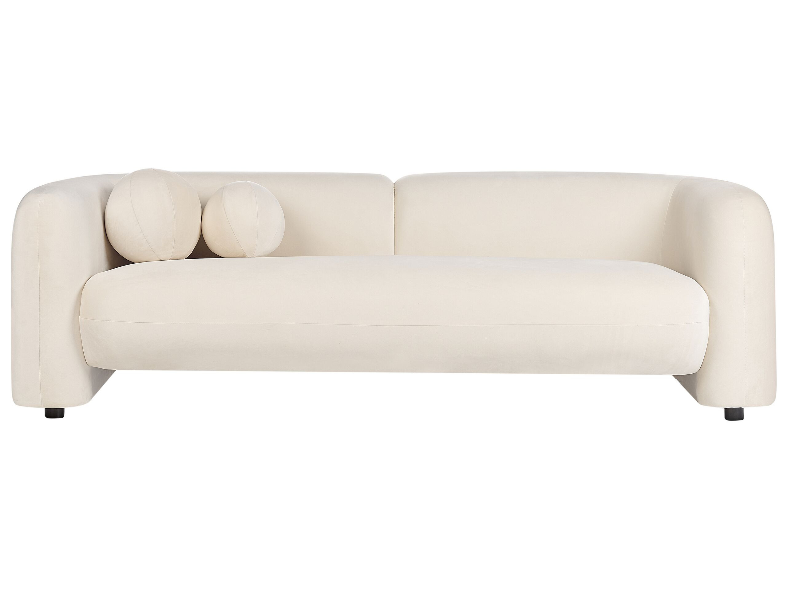 Sofa trzyosobowa welurowa złamana biel