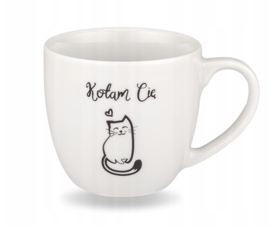 Biały kubek porcelanowy 300 ml - Kotam cię