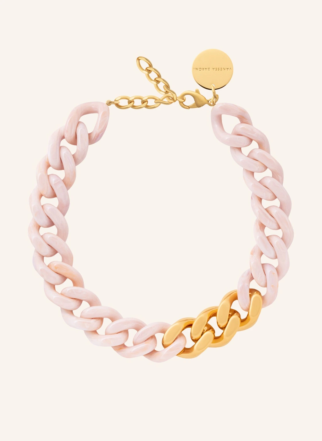VANESSA BARONI Halsketten FLAT CHAIN GOLD IVORY ROSE MARBLE by GLAMBOU