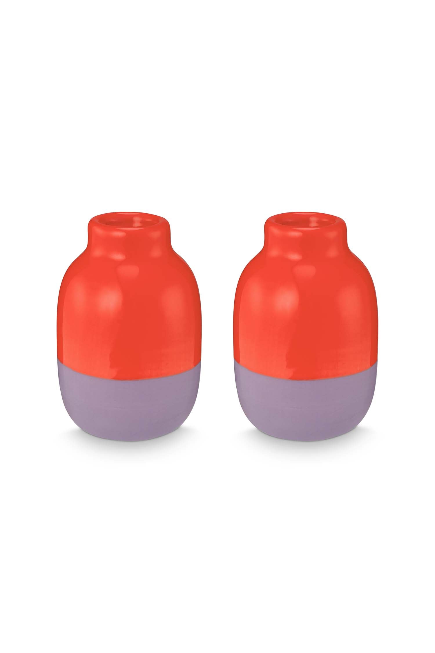 vtwonen Vaas - Keramiek - Rood - Set van 2 - 7cm