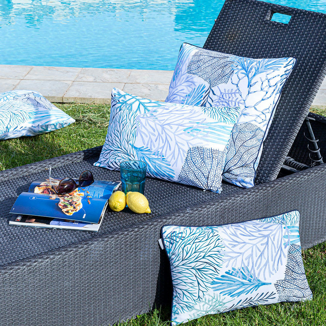 ARRECIFE TO - 2 Housses de coussin en coton 30x50 cm bleu