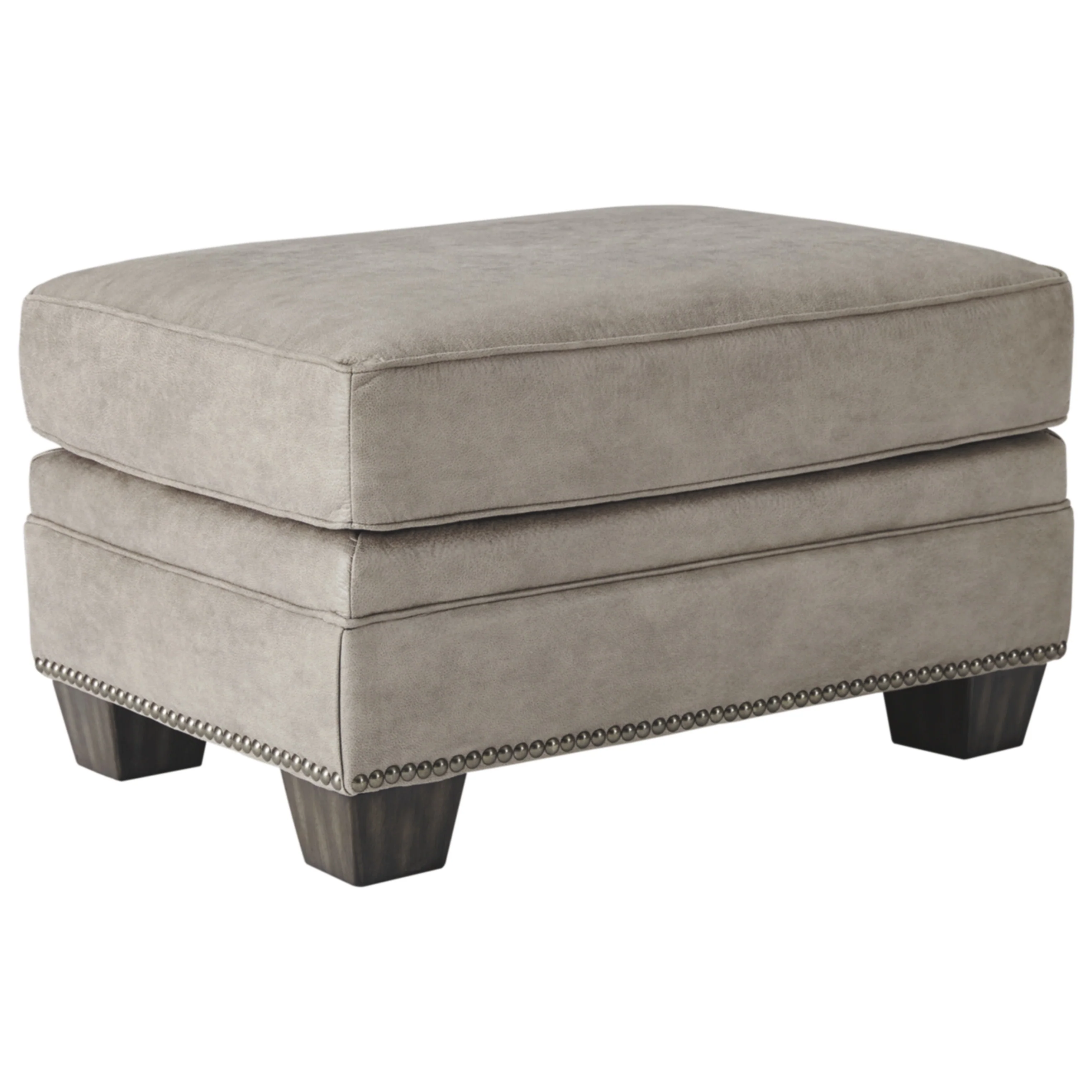 Olsberg Traditional Steel Gray Ottoman with Nailhead Trim
