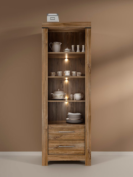 Regał Gent 68 cm z 2 szufladami i 4 półkami dąb stirling