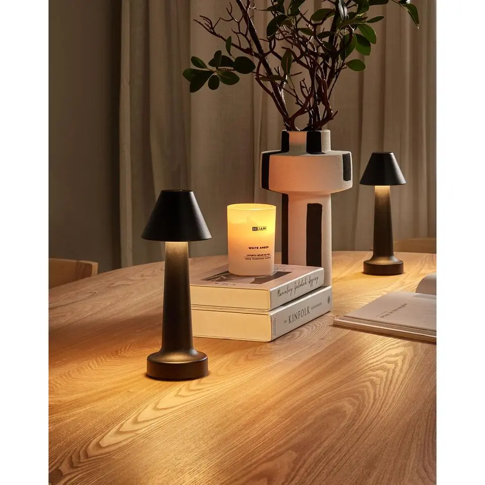 JOANES - Set van 2 tafellampen - Zwart - IJzer