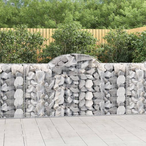 NNEVL Arched Gabion Baskets 9 pcs 200x50x100/120 cm Galvanised Iron
