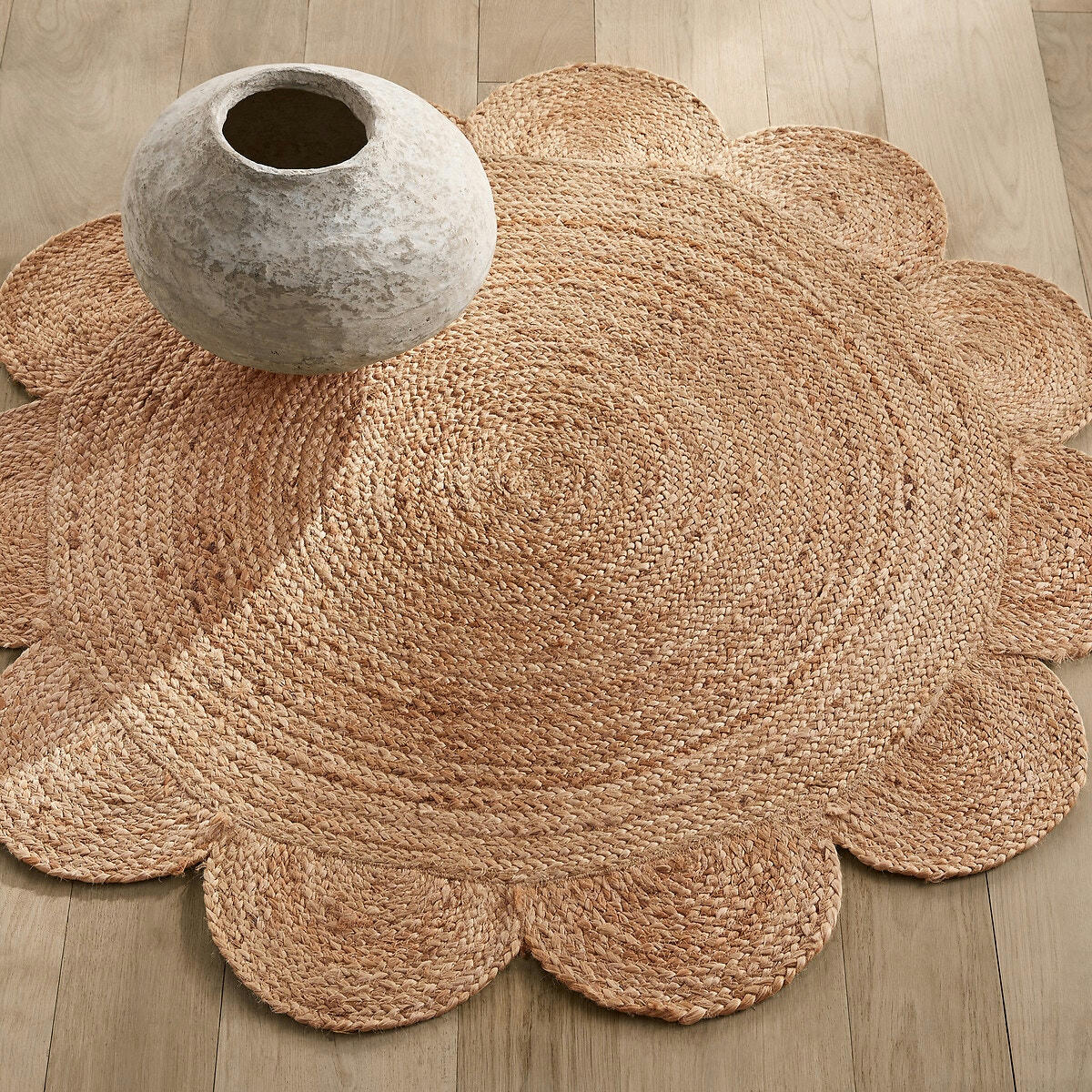 Tapis rond Ø120 en jute, tressé main, Hempy