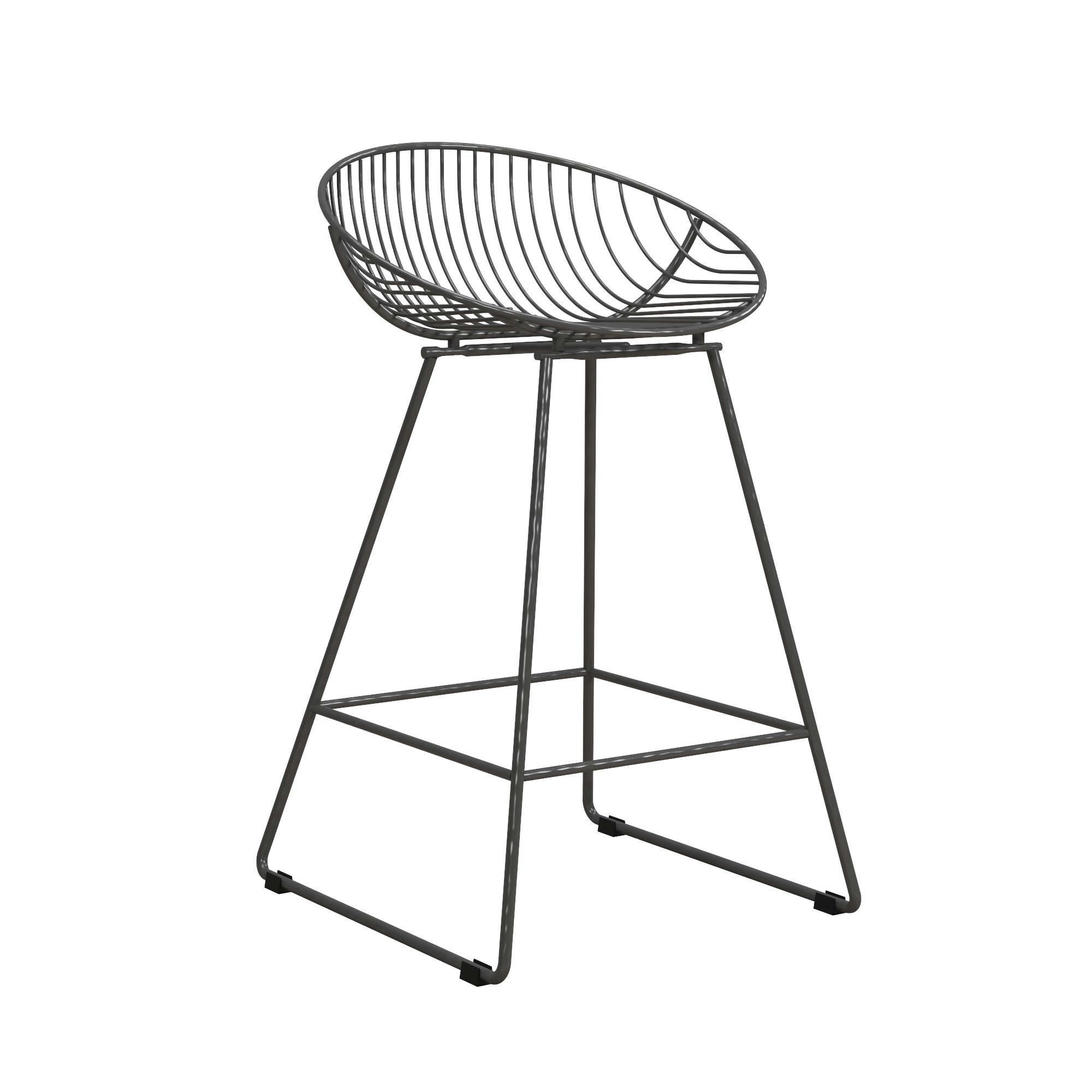ELLIS - Tabouret de comptoir Wire gris métal