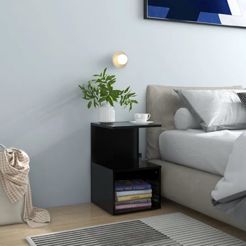 NNEVL Bedside Cabinets 2 pcs Black 35x35x55 cm Chipboard