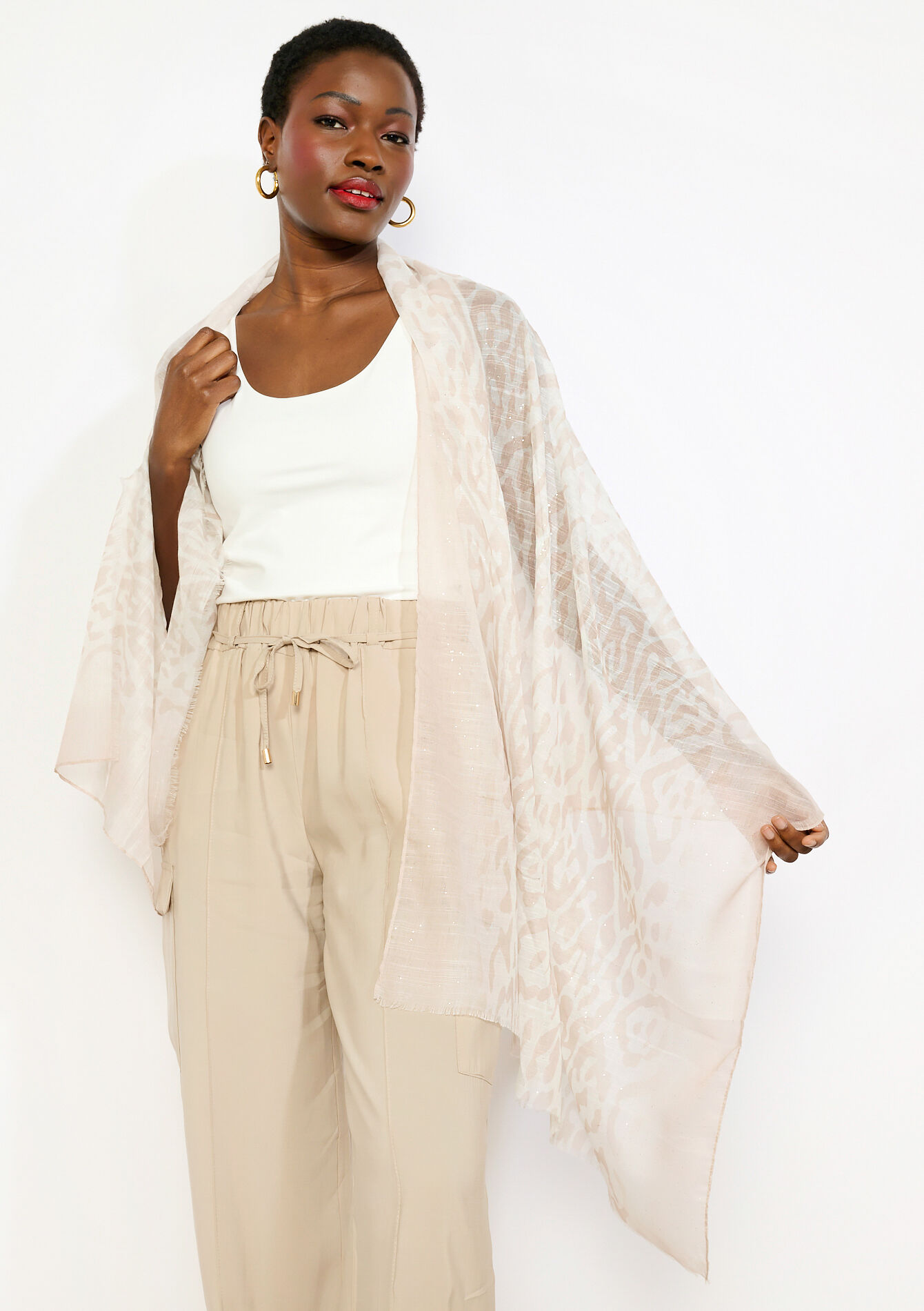 Transparante sjaal met luipaardprint