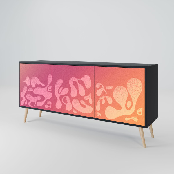 IRREGULAR PINK Komoda 3 drzwi Czarna-Bukowa skośna