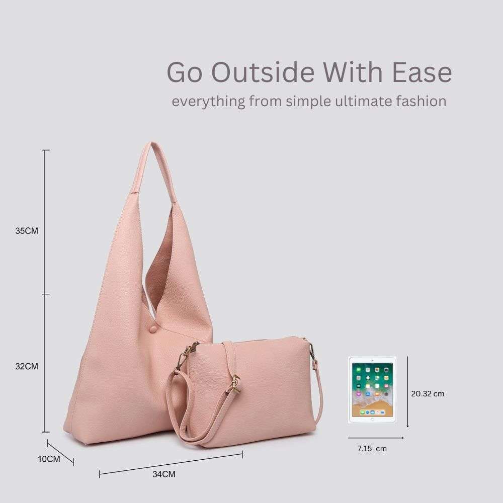 Kitise Large 2in1 Hobo Slouch Tote PU Leather Handbag With Roomy purse