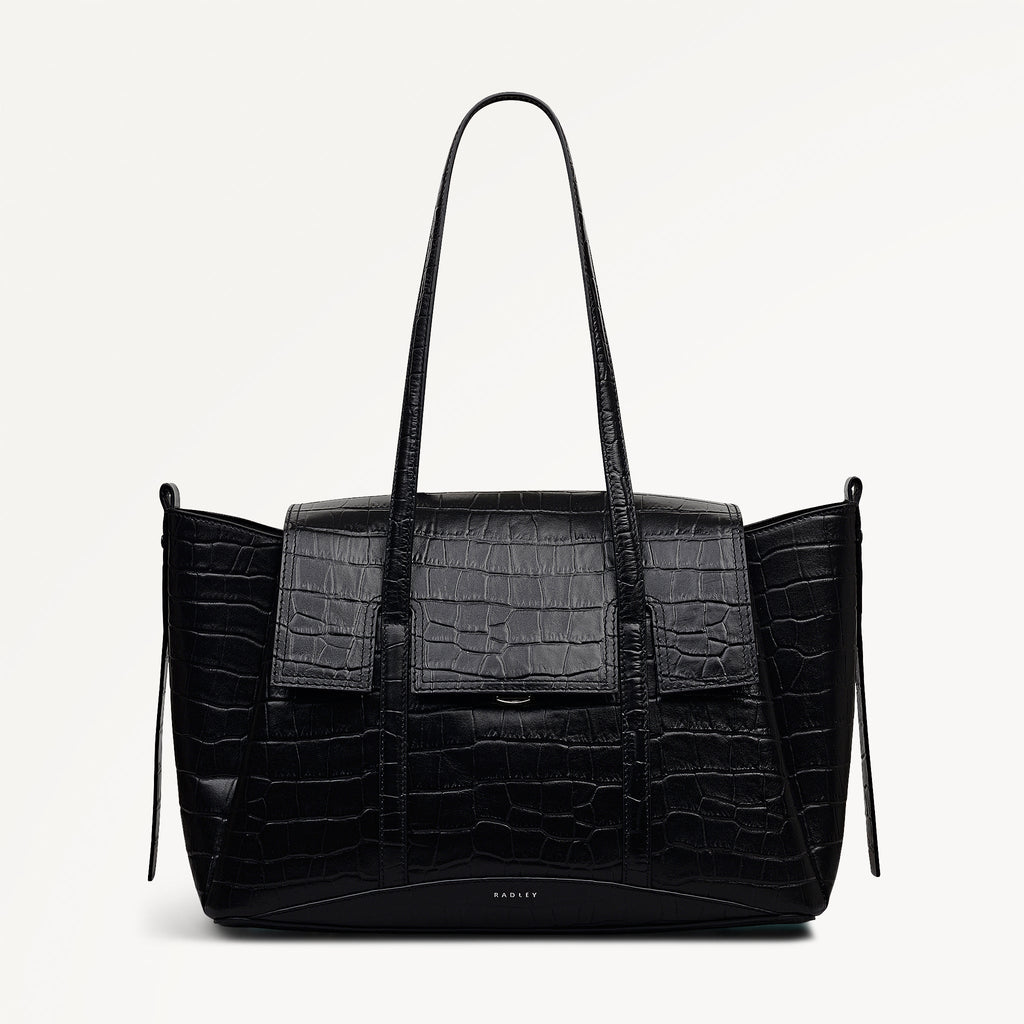 The Chancery - Faux Croc Medium Flapover Shoulder Bag - RHE31504