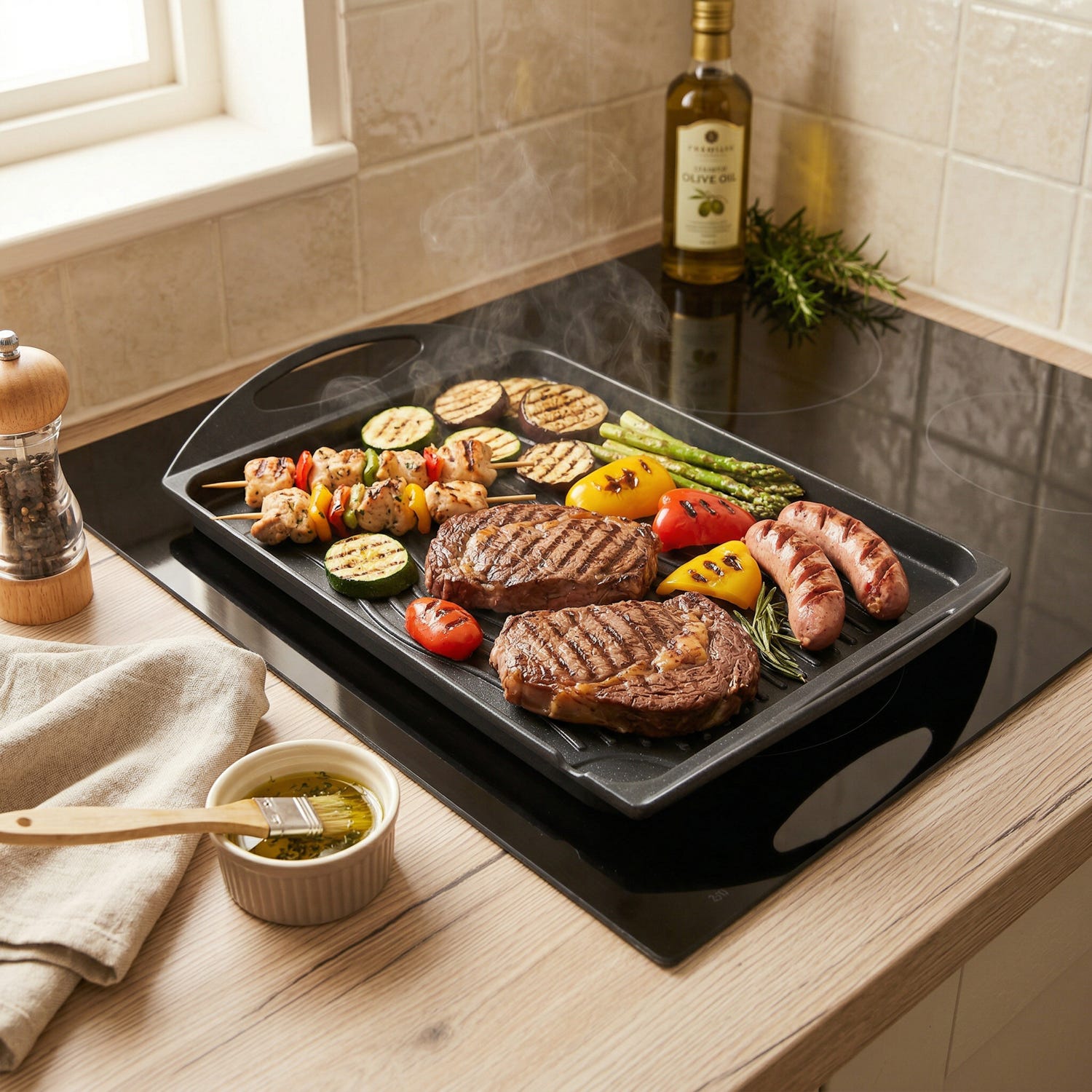 Piastra grill 42x26 cm con manici
