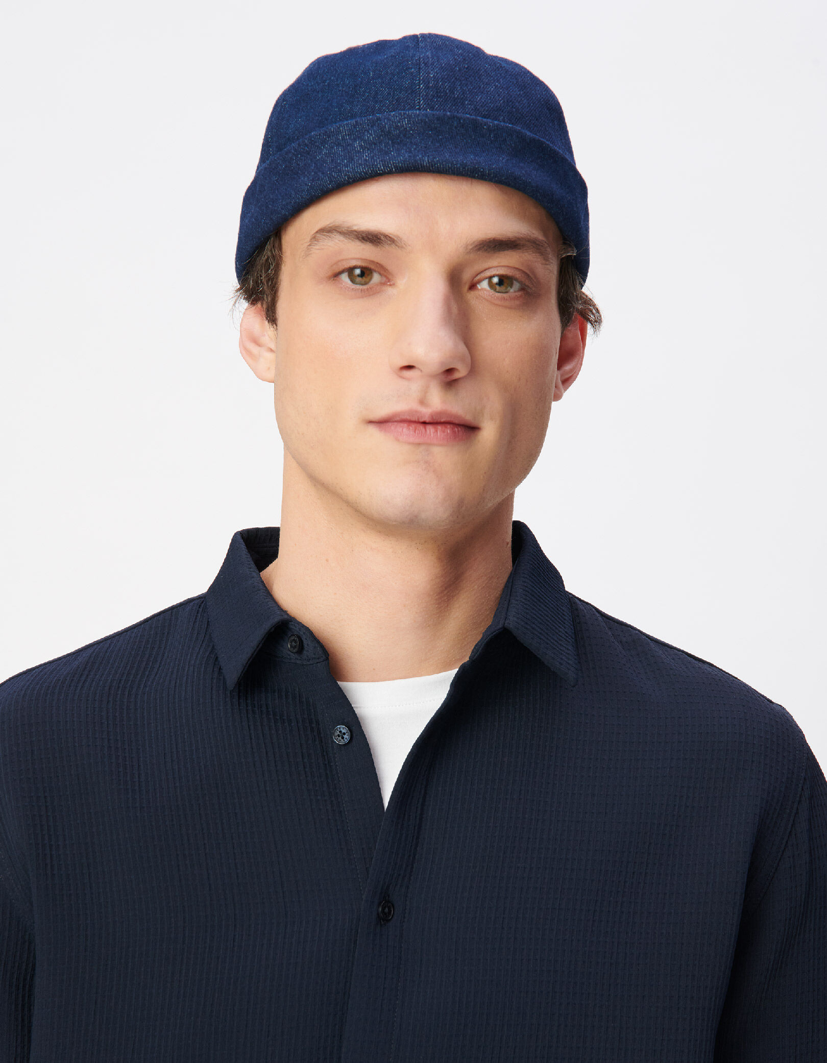 Chemise slim marine seersucker DRY FAST Homme